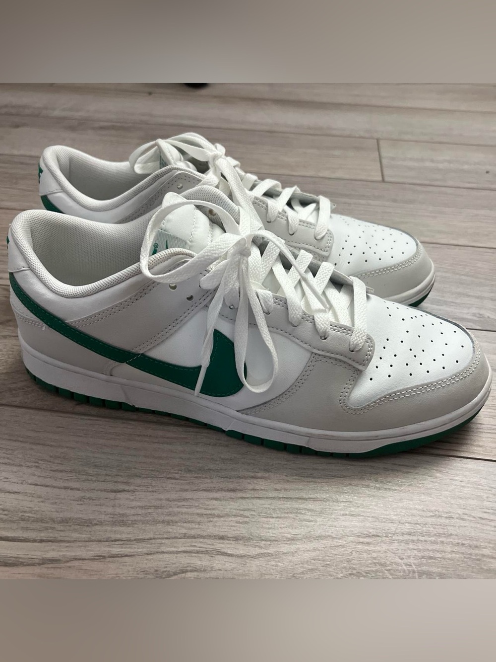 Nike White with Green Swoosh Low-Top Sneakers